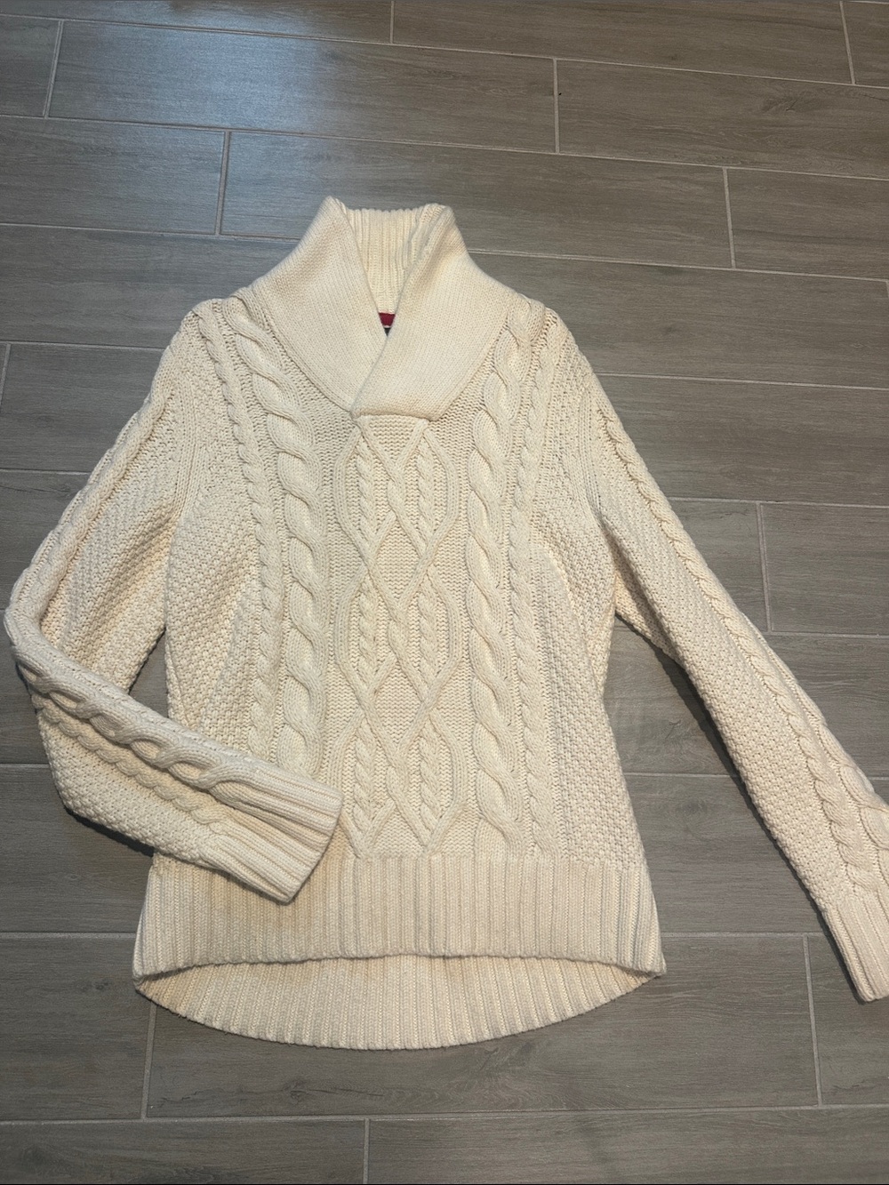 Banana Republic Cozy Cream Cable-Knit Shawl Collar Sweater